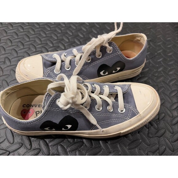 Rare Grey Comme des Garcons Converse Low Chuck Taylor Men Sz 6/Women Sz 8 - Picture 2 of 6